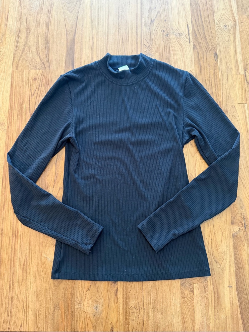 BYLT Premium Basics Rib Mock Neck Shirt Women’s Medium Long Sleeve Black